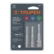 Cargar imagen en el visor de la galería, Juego de adaptadores para dados, 1/4', 3/8' y 1/2', 3 piezas