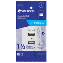 Cargar imagen en el visor de la galería, Toma con 2 puertos USB, 1.5 módulos, línea Española, blanco