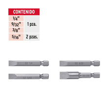 Cargar imagen en el visor de la galería, Puntas para desarmador planas combinadas 2', 5 piezas