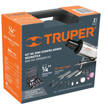 Cargar imagen en el visor de la galería, Miniesmeriladora neumática, 1/4', kit 16 piezas