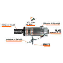 Cargar imagen en el visor de la galería, Miniesmeriladora, neumática, 1/4'