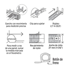 Cargar imagen en el visor de la galería, Flexómetro Cinta Negra, 8 m, cinta 27 mm