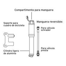 Cargar imagen en el visor de la galería, Mini bomba manual para bicicleta, abatible, 30 psi