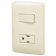 Cargar imagen en el visor de la galería, Placa armada contacto e interruptor, marfil, línea Italiana