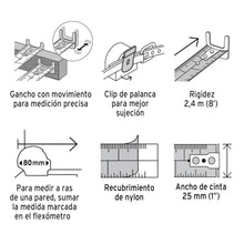 Cargar imagen en el visor de la galería, Flexómetro industrial, 5.5 m, cinta 25 mm
