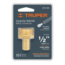 Cargar imagen en el visor de la galería, Conector sencillo 1/2', macho, de latón maquinado