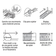 Cargar imagen en el visor de la galería, Flexómetro compacto con grip, 8 m, cinta 25 mm