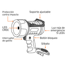 Cargar imagen en el visor de la galería, Lámpara recargable de led alta potencia, 300 lm, 7 W