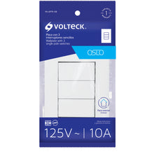 Cargar imagen en el visor de la galería, Placa armada 3 interruptores sencillos, línea Oslo, blanco