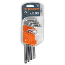 Cargar imagen en el visor de la galería, Juego de 9 llaves allen tipo torx, largas