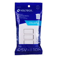 Cargar imagen en el visor de la galería, Placa armada 3 interruptores sencillos,blanco,línea Italiana