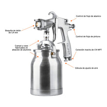 Cargar imagen en el visor de la galería, Pistola p/pintar succión HVLP, vaso alum, boquilla 1.4mm
