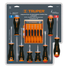 Cargar imagen en el visor de la galería, Juego de desarmadores, mango comfort grip, 14 piezas, bliste