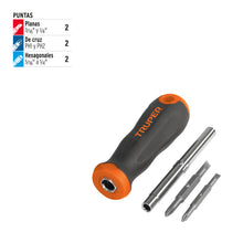 Cargar imagen en el visor de la galería, Desarmador 2 puntas dobles y barra con 2 cajas hexagonales