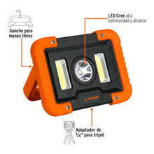 Cargar imagen en el visor de la galería, Lámpara de trabajo recargable de LEDs laterales y central