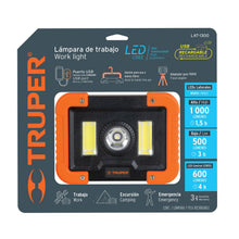 Cargar imagen en el visor de la galería, Lámpara de trabajo recargable de LEDs laterales y central