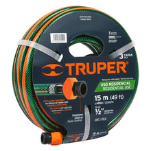 Cargar imagen en el visor de la galería, Manguera 1/2',reforzada, 3 capas, conexiones plásticas, 15 m