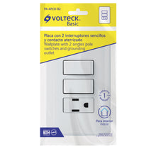 Cargar imagen en el visor de la galería, Placa armada con contacto y 2 interruptores sencillos, Basic