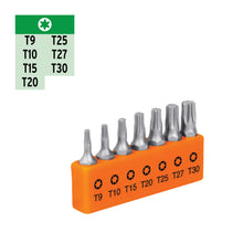 Cargar imagen en el visor de la galería, Juego de 7 puntas Torx, largo 1', en organizador