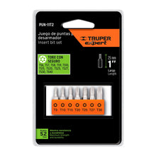 Cargar imagen en el visor de la galería, Juego de 7 puntas Torx, largo 1', en organizador