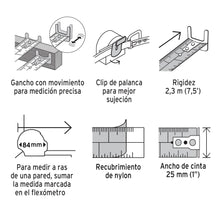 Cargar imagen en el visor de la galería, Flexómetro Auto Lock, 5.5 m, cinta 25 mm