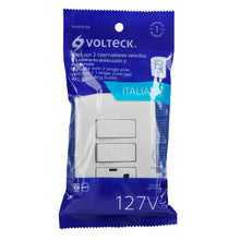 Cargar imagen en el visor de la galería, Placa armada contacto 2 interruptores,blanco, línea Italiana