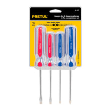 Cargar imagen en el visor de la galería, Juego de desarmadores, 4 piezas, mango PVC, Pretul
