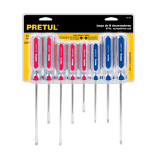 Cargar imagen en el visor de la galería, Juego de desarmadores, 8 piezas, mango PVC, Pretul