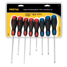 Cargar imagen en el visor de la galería, Juego de desarmadores, 8 piezas, mango Comfort Grip, Pretul