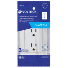 Cargar imagen en el visor de la galería, Placa armada contacto dúplex, 3 módulos, Española, blanco