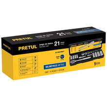 Cargar imagen en el visor de la galería, Juego de dados, cuadro 3/8', 21 pzas, milimétricos, Pretul