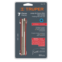 Cargar imagen en el visor de la galería, Juego 7 llaves Allen standard tipo navaja,cuerpo de lámina