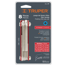 Cargar imagen en el visor de la galería, Juego 8 llaves Allen standard tipo navaja, cuerpo de lámina