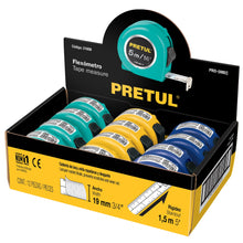 Cargar imagen en el visor de la galería, Flexómetros 5 m, cinta 13 mm en display box, 12 pzas, Pretul