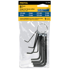 Cargar imagen en el visor de la galería, Juego de 8 llaves Allen tipo llavero, milimétricas, Pretul