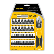 Cargar imagen en el visor de la galería, Juego desarmador de matraca, puntas/dados, 61 piezas, Pretul