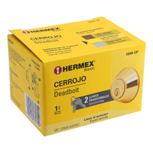 Cargar imagen en el visor de la galería, Cerrojo, latón brillante, doble cilindro, Hermex Basic