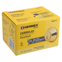 Cargar imagen en el visor de la galería, Cerrojo, latón brillante, cilindro-mariposa, Hermex Basic