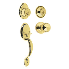 Cargar imagen en el visor de la galería, Cerradura entrada, latón brillante, doble, pomo,Hermex Basic