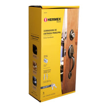 Cargar imagen en el visor de la galería, Cerradura entrada, latón antiguo, doble, pomo, Hermex Basic