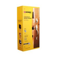 Cargar imagen en el visor de la galería, Cerradura entrada, latón brillante, mariposa, Hermex Basic