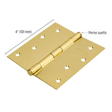 Cargar imagen en el visor de la galería, Bisagra cuadrada, 4', acero latonado, plana, Hermex Basic