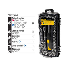 Cargar imagen en el visor de la galería, Juego de dados, cuadro 1/4 y 3/8', 39 piezas, Pretul