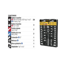 Cargar imagen en el visor de la galería, Juego de dados, cuadro 1/4, 3/8 y 1', 39 pzas, Pretul, bolsa