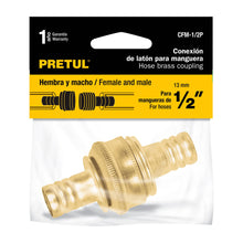 Cargar imagen en el visor de la galería, Conectores macho y hembra 1/2', de latón Pretul