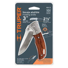 Cargar imagen en el visor de la galería, Navaja abatible, mango de madera, 3-1/2'