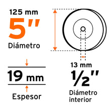Cargar imagen en el visor de la galería, Piedra para esmeril 5 X 3/4' óxido de aluminio, grano 36