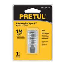 Cargar imagen en el visor de la galería, Cople acero, cuerda 1/4NPT, hembra, Pretul