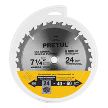 Cargar imagen en el visor de la galería, Sierra circular p/madera7-1/4',24 dientes,centro 5/8', Pretu