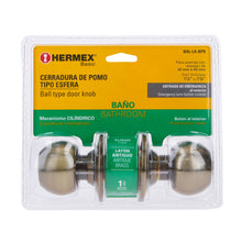 Cargar imagen en el visor de la galería, Cerradura esfera, cilíndrico, baño, antiguo, HB, blister